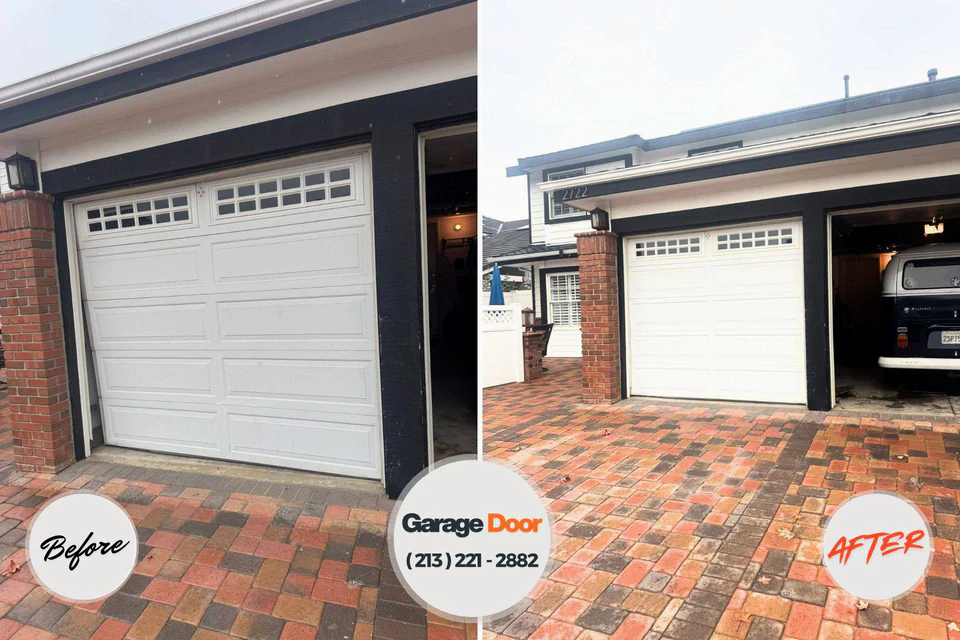 Before and after: garage door repair Spring Grove, MN